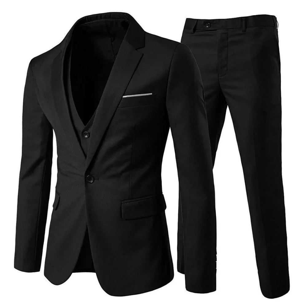 

Formal Banquet Business Suit Sets For Men Wedding Party Grooms Elegant Outfits Fashion Prom Slim Fit Blazer Vest Pants 3 Pieces