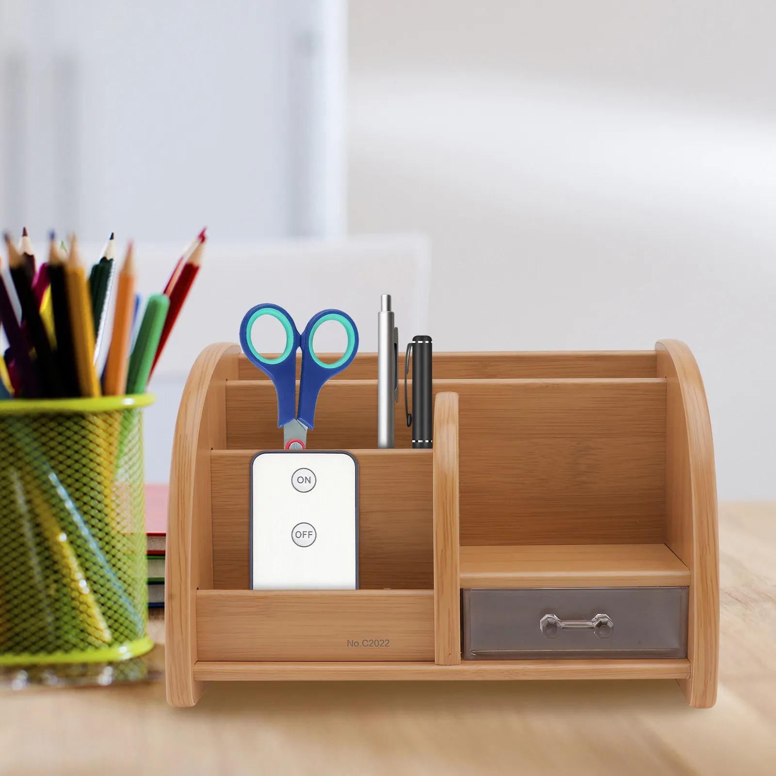 

Деревянный настольный органайзер для ручек и канцелярских принадлежностей, контейнер для карандашей, подставка для офисных принадлежностей, многосекционный настольный органайзер