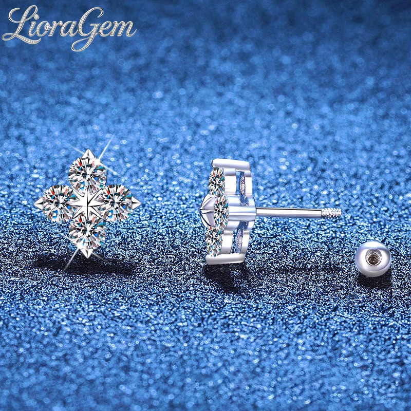 

LioraGem 0.8-Carat D-Color Moissanite Stud Earrings for Women, Simple Lucky Knot Screw-Back Studs Platinum PT950 Stamp