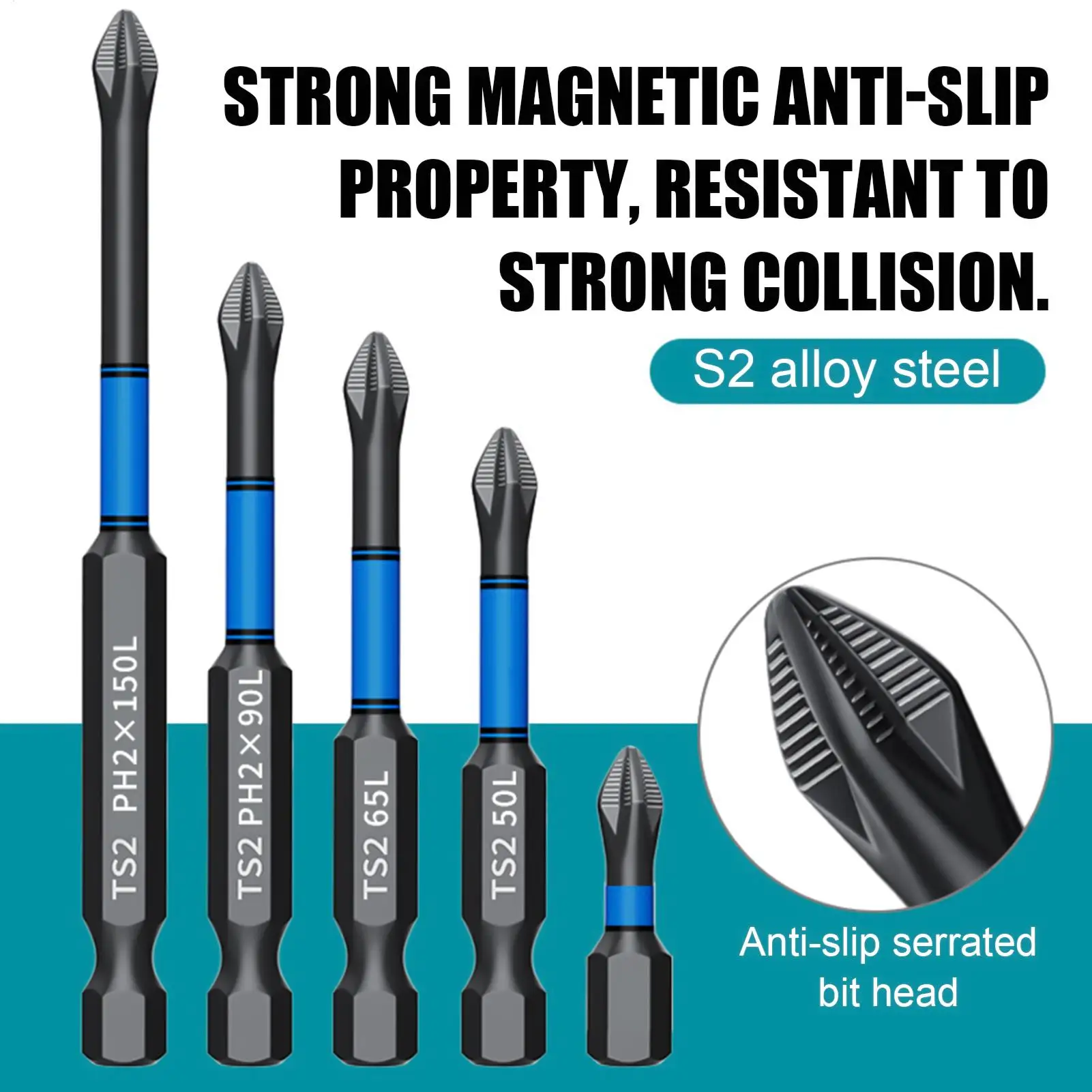 Screw Bit Set 6-Piece Precision Magnetic Alloy Steel Phillips Cordless Drill Bit Set For Woodworking Metalworking Drilling view 5