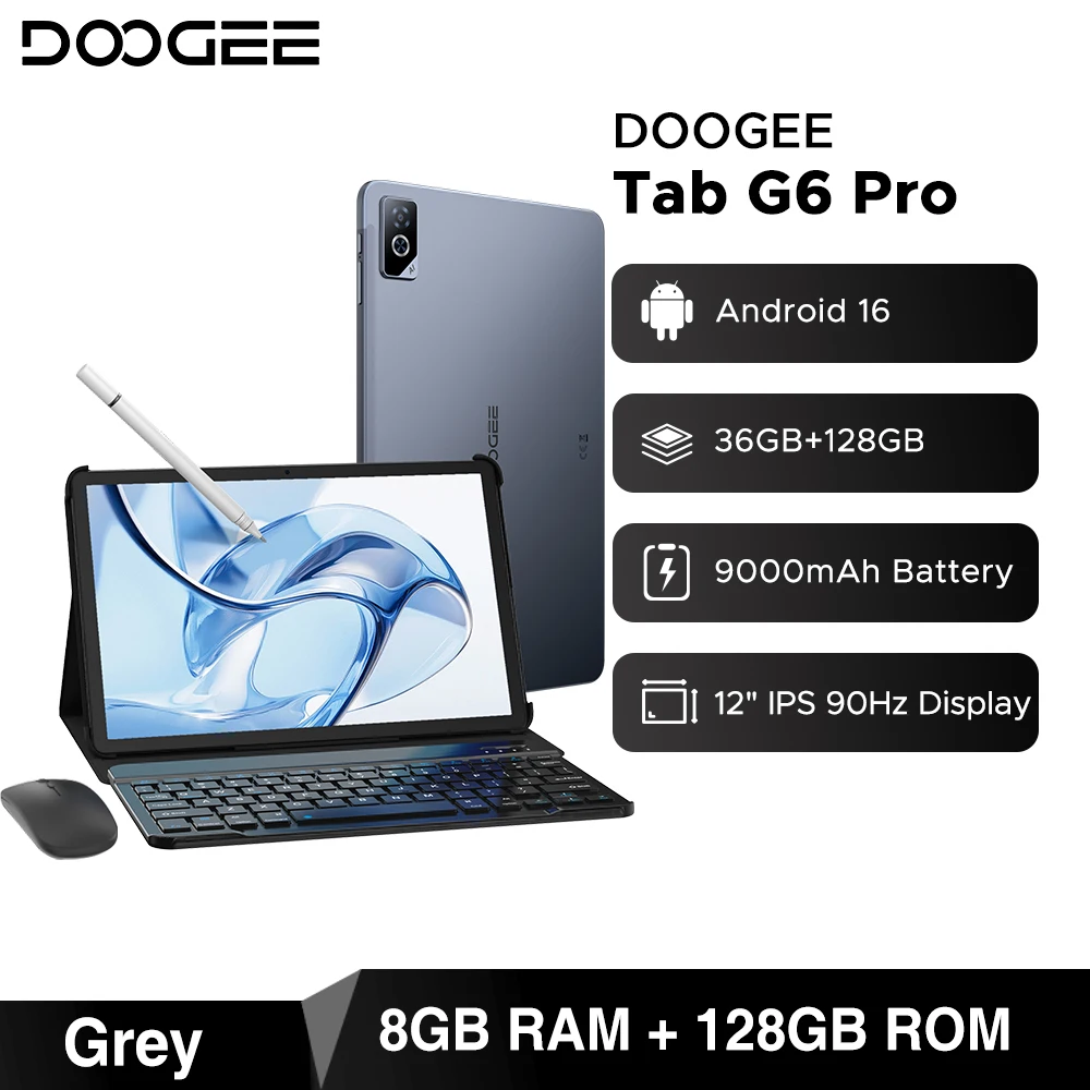 DOOGEE Tab G6 Pro 2 IN 1 Tablet Android 16 Dual Speakers 12'' 90Hz