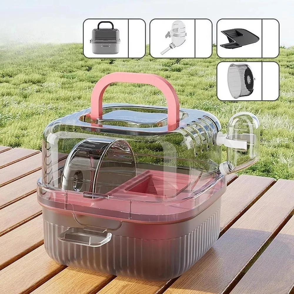 سعة كبيرة الهامستر قفص السفر تنفس شفافة القنفذ أقفاص المحمولة 2 طبقات القنفذ الناقل السفر في الهواء الطلق #2