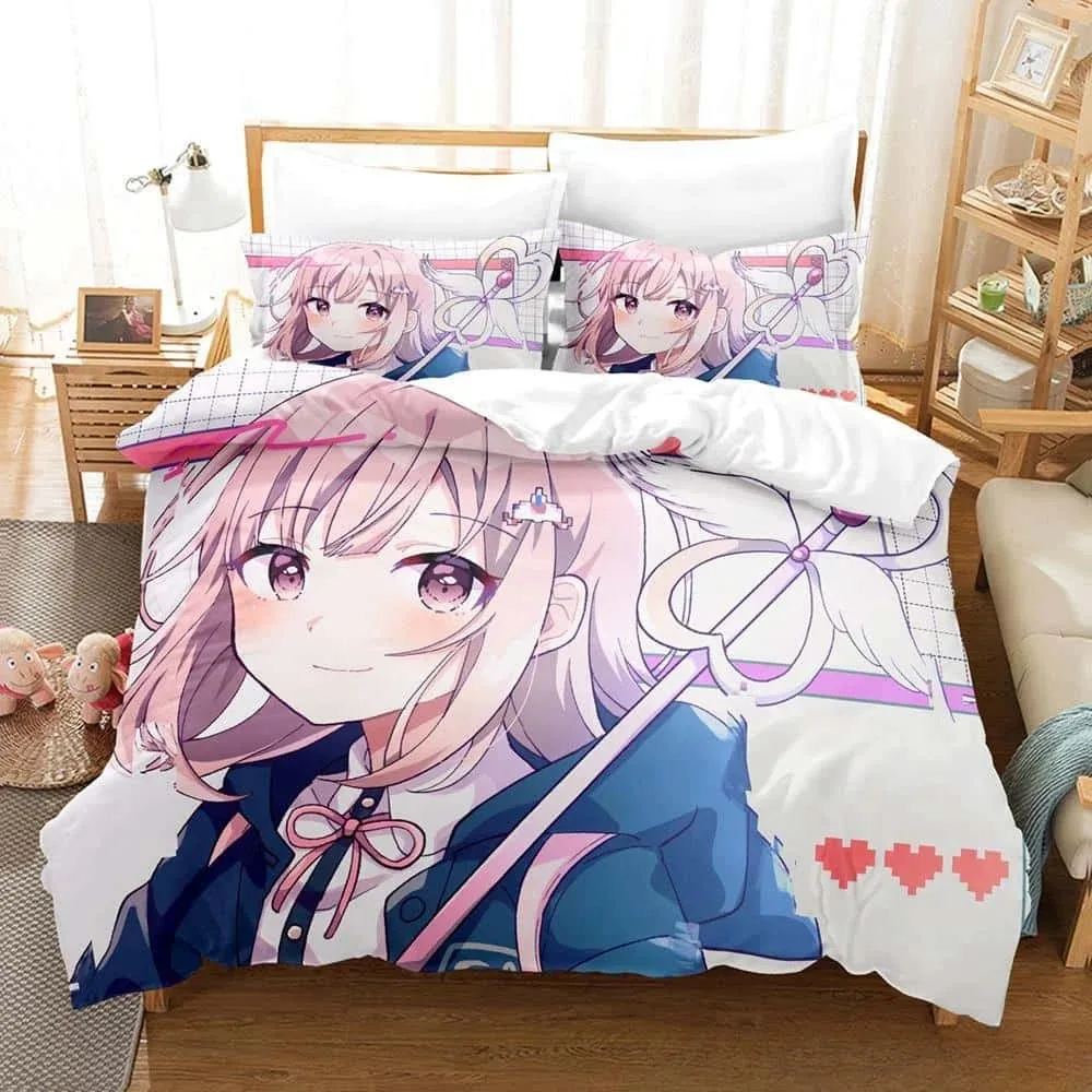 New Danganronpa V3 Bedding Set Cartoon Anime three-piece set Adult Kid Bedroom Duvet cover Sets Y2k Girls comforter bedding sets