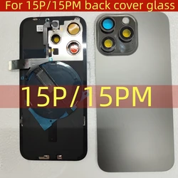 Back Cover Glass With Camera Lens Iron Plate Magnetic Ring For iPhone 15 pro max Battery Rear Door Housing Repair Replacement