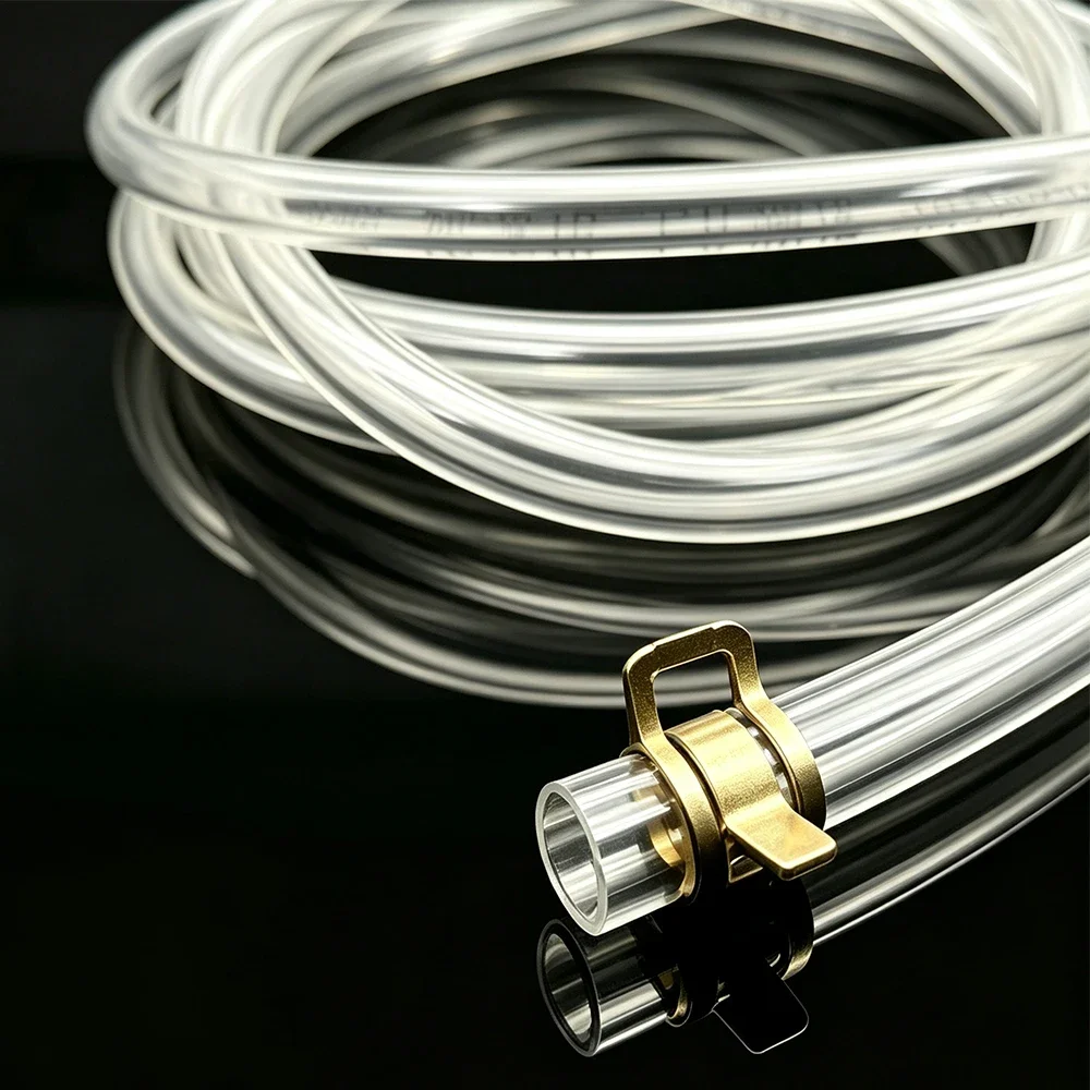 ID 4mm~16mm TPU Fuel Hose with Galvanized Clamps Clear Aging Corrosion Resistant Engine Fuel Line for Auto Motorcycle