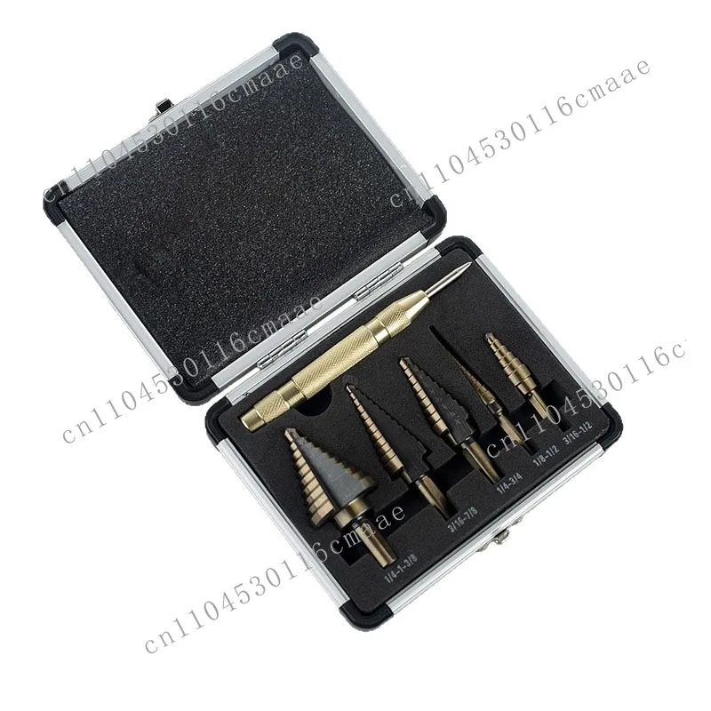 Inch 6PC Aluminum Box Set Hand Electric Punching Tool Set Step Multifunctional Bit