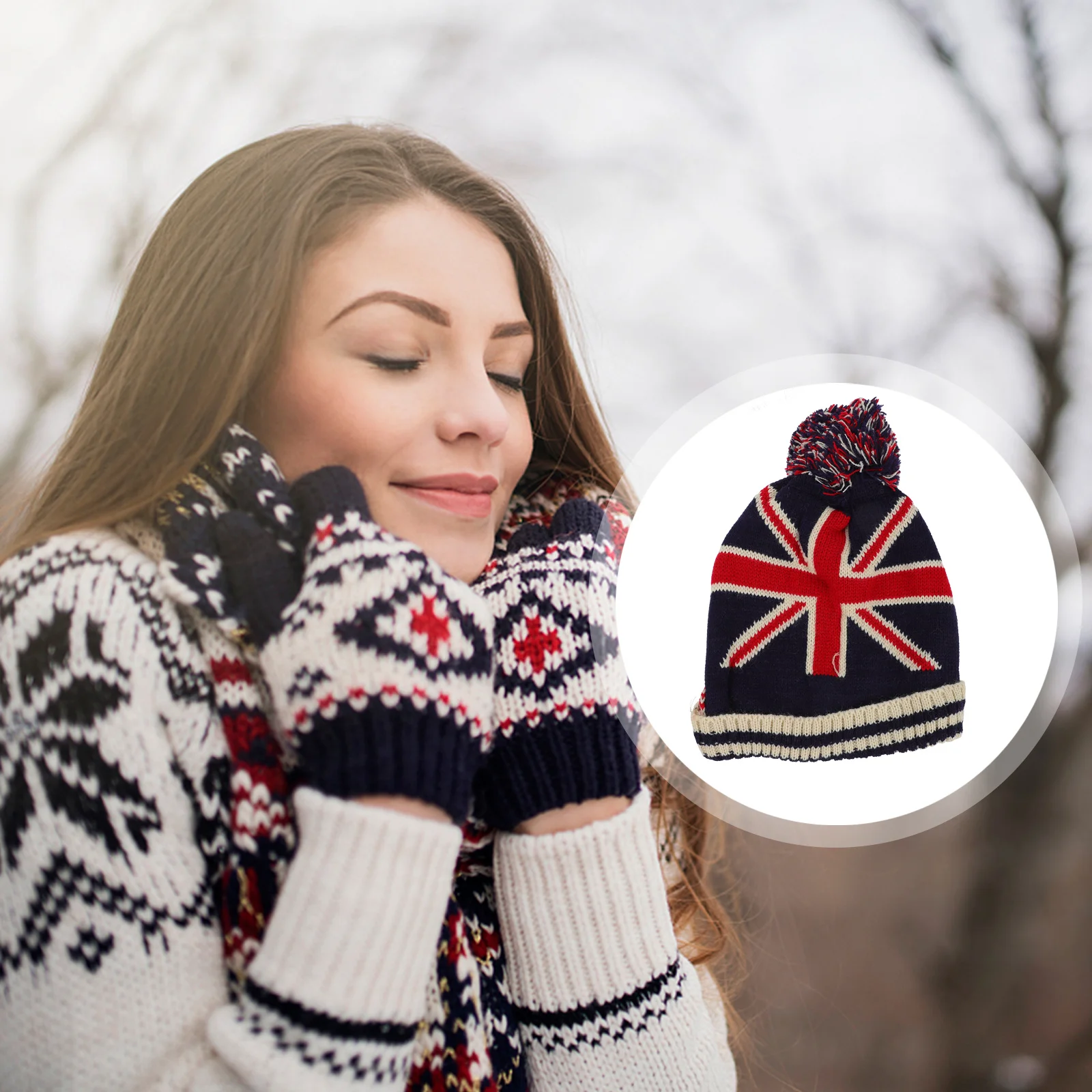 1 قطعة محبوك ألياف الأكريليك قبعة شتاء دافئ للجنسين أغطية الرأس المملكة المتحدة العلم نمط للتزلج في الهواء الطلق ركوب التخييم تسلق قبعة