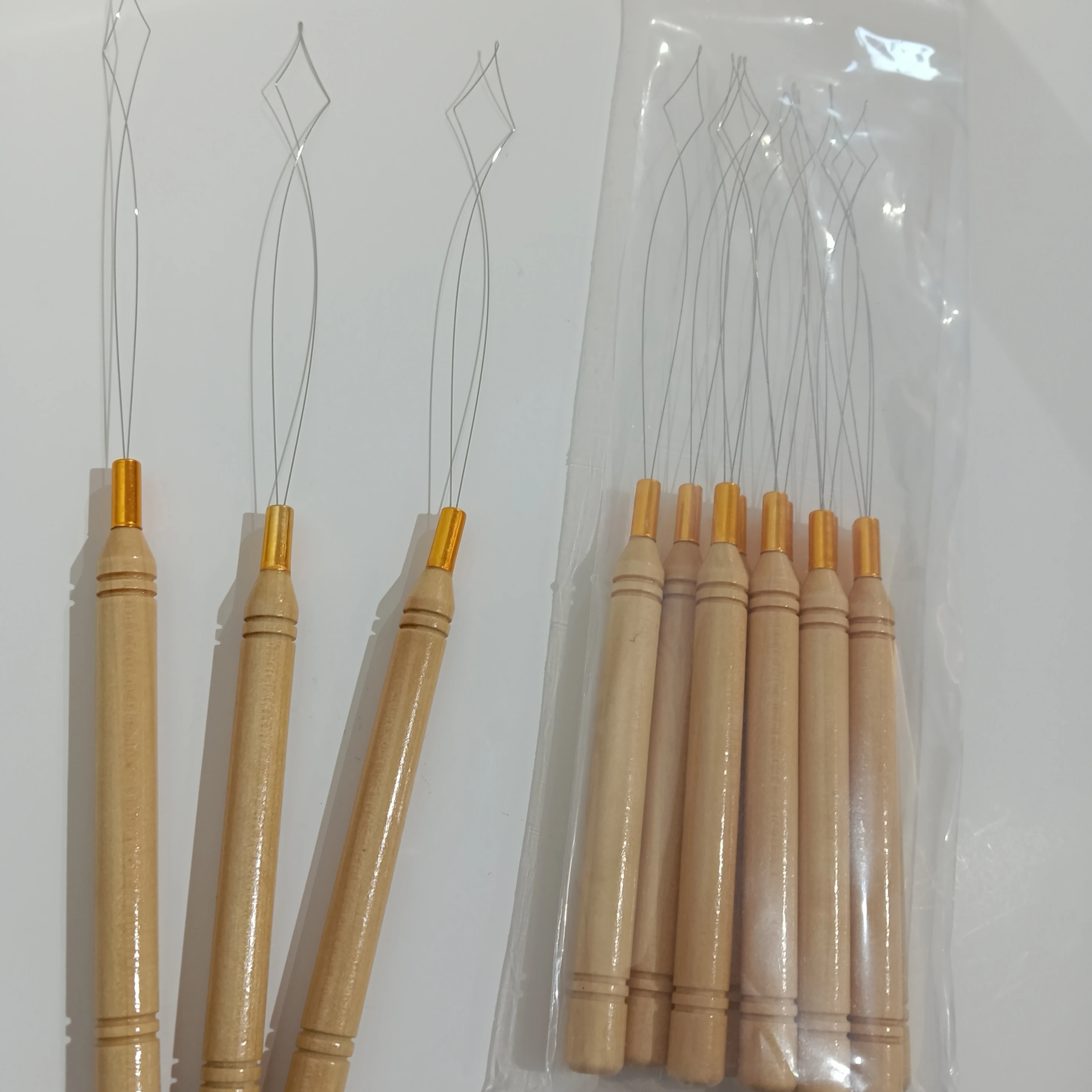 10 Chiếc Tay Cầm Bằng Gỗ Nano Nhẫn Threader Cho Nano Nhẫn Tóc Extnesions Dụng Cụ