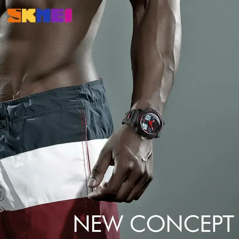 SKMEI-reloj deportivo Digital para hombre, cronógrafo de pulsera con doble horario, resistente al agua hasta 50M, 1270