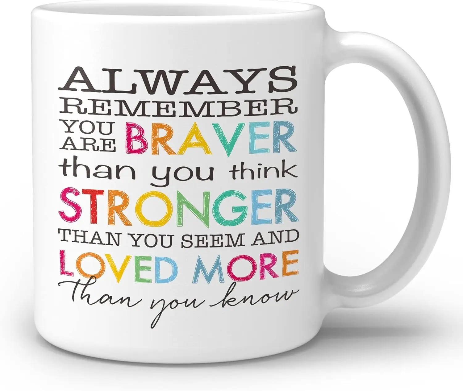 Inspirational Quote Always Remember You Are Braver Than You Believe Ceramic Double Side Printed Mug Cup,Motivational Sayings Cof