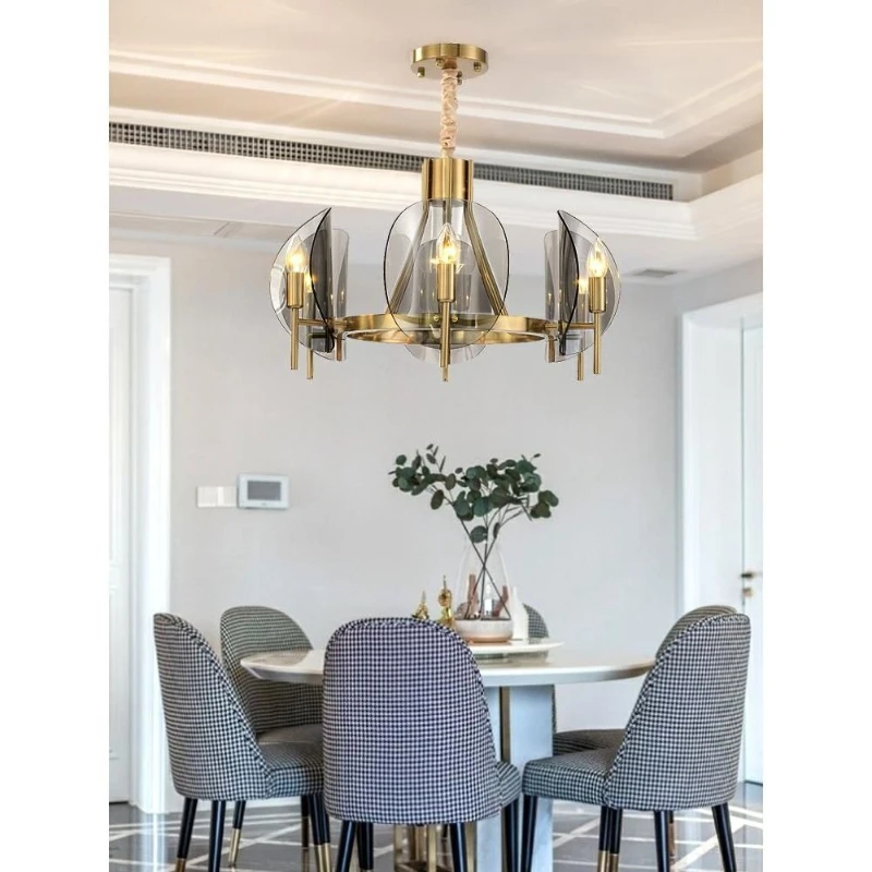 

Modern Model Room Light Luxury Living Room Chandelier Simple and Atmospheric Dining Table Bedroom Ashtray Glass Chandelier