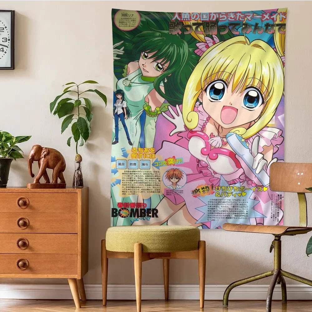 Mermaid Melody Anime Pichi Pitch Hanging Bohemian Tapestry Cheap Hippie Wall Hanging Bohemian Wall Tapestries Mandala Wall