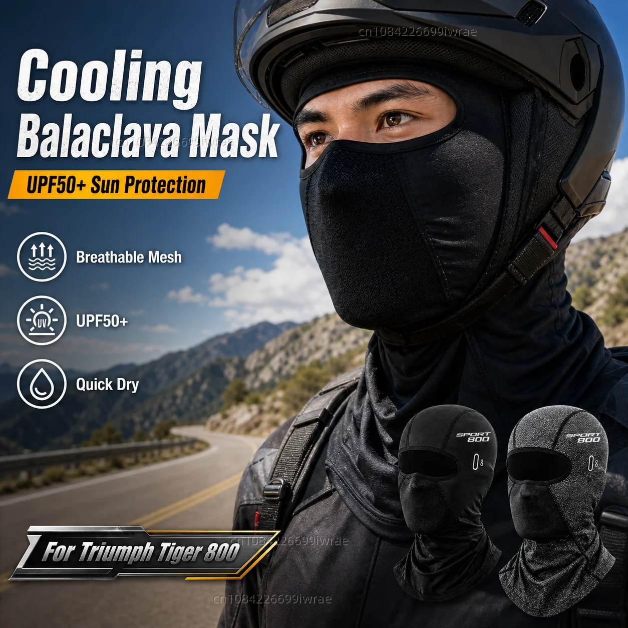 Cooling Motorcycle Balaclava Mask UPF50+ UV Protection Breathable Face Cover Summer For Triumph Tiger 660 800 900 GT PRO Rally