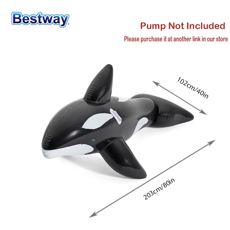 Bestway41009 1PC Black Whale Sea Creature Shape Swimming Pool Float, Water Inflatable Seat, Inflatable Pool Raft Float