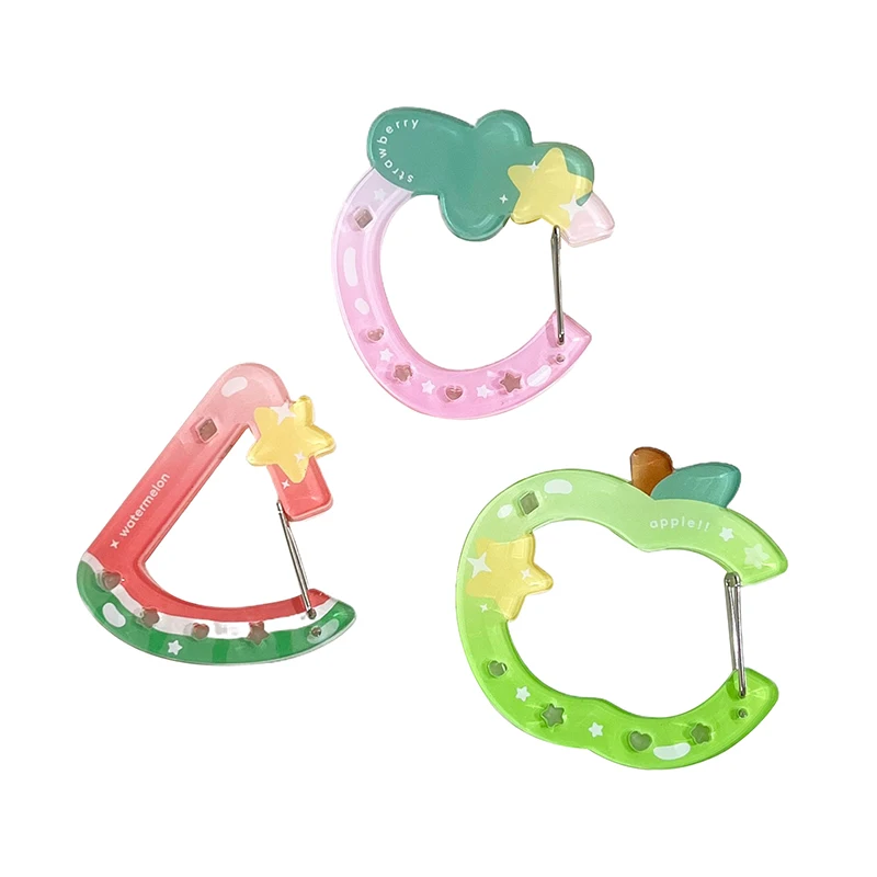 Acrylic Hollow Fruit Shape Trinkets Keychain Bag Charm Accessory Carabiner Backpack Pendant Handbook Decoration Gifts Keyring