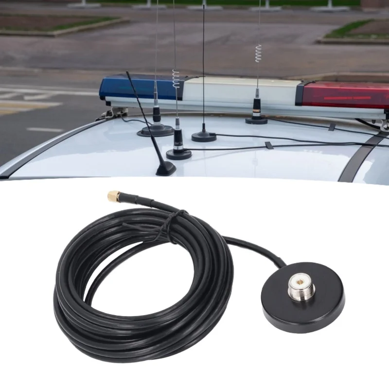 F9 Magnetic Antennae Base Water Resistant Car Radio Antennae Magnet Mount 5M RG58 Cable SMA Male To PL 259 SO 239 UHF Female