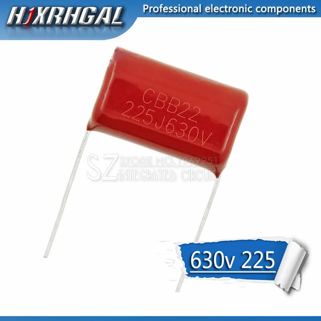 10 sztuk 630V225J podziałka 25MM 2.2UF 2200NF 225 630V CBB kondensator folii polipropylenowej hjxrhgal