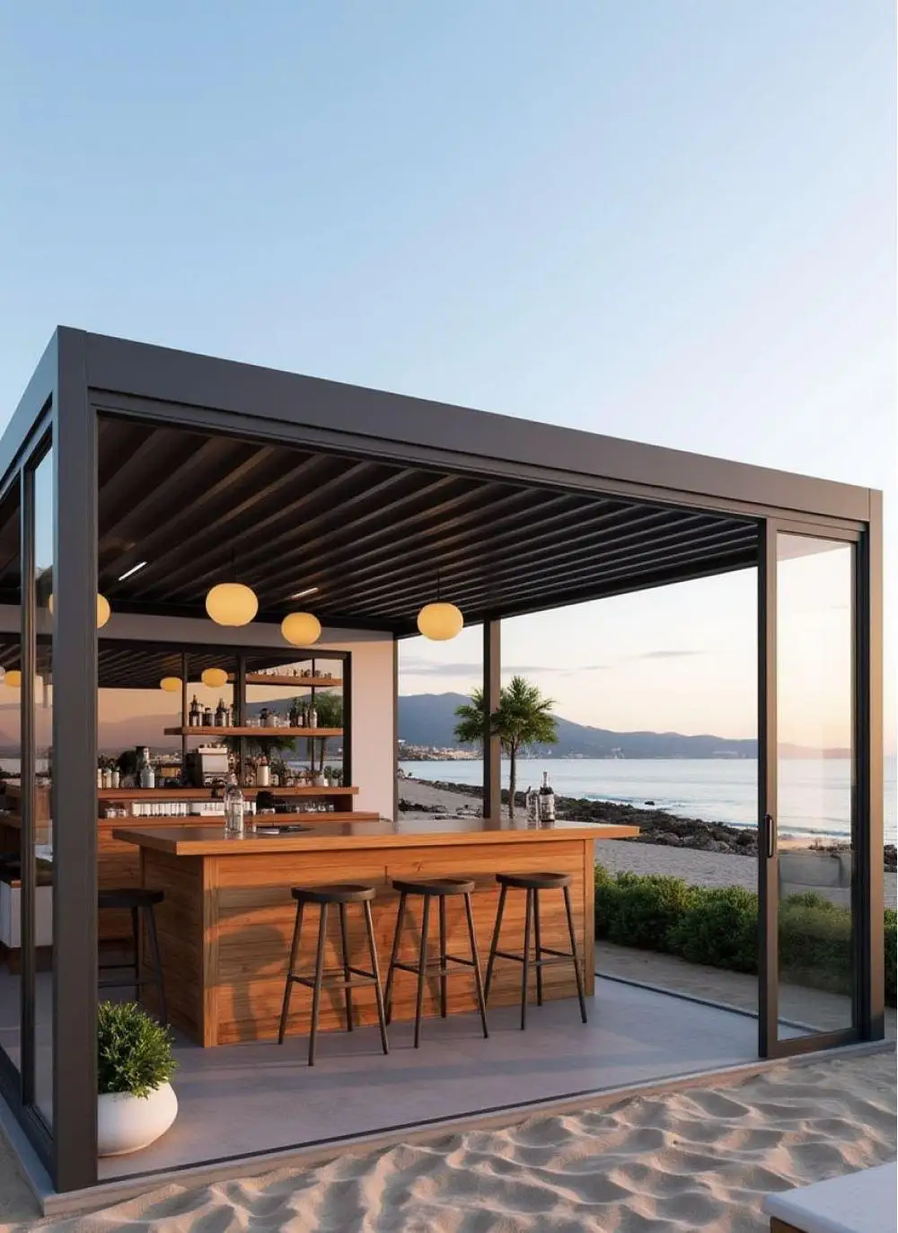 Outdoor Aluminum Pergola Motorized Gazebo with Remote Control Eco-Friendly Waterproof Louvered Roof Backyard Garden Sun Shelter