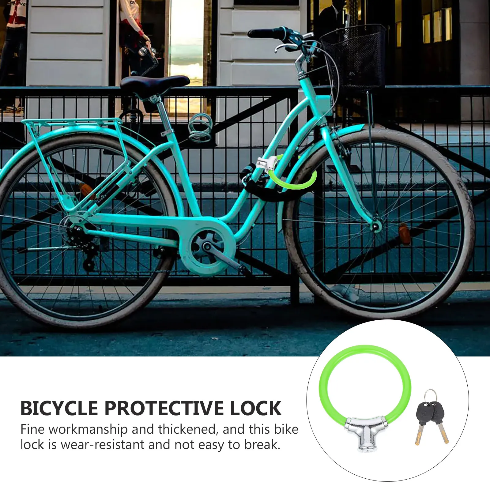 

Colorful Protective Bike Chain Lock Light Green Durable High Grade Material Portable Outdoor Cycling Anti Theft Security Two