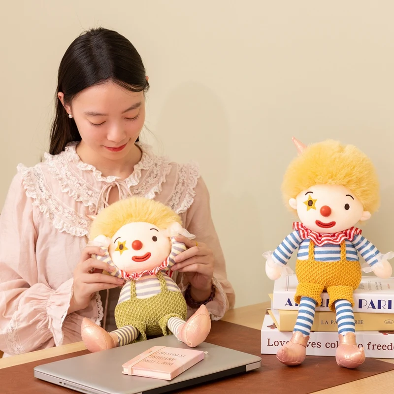 42cm Kawaii Cartoon Clown Doll Plush Toy for Learning Stuffed Decorative Xmas Birthday Gift Creative Room Decor