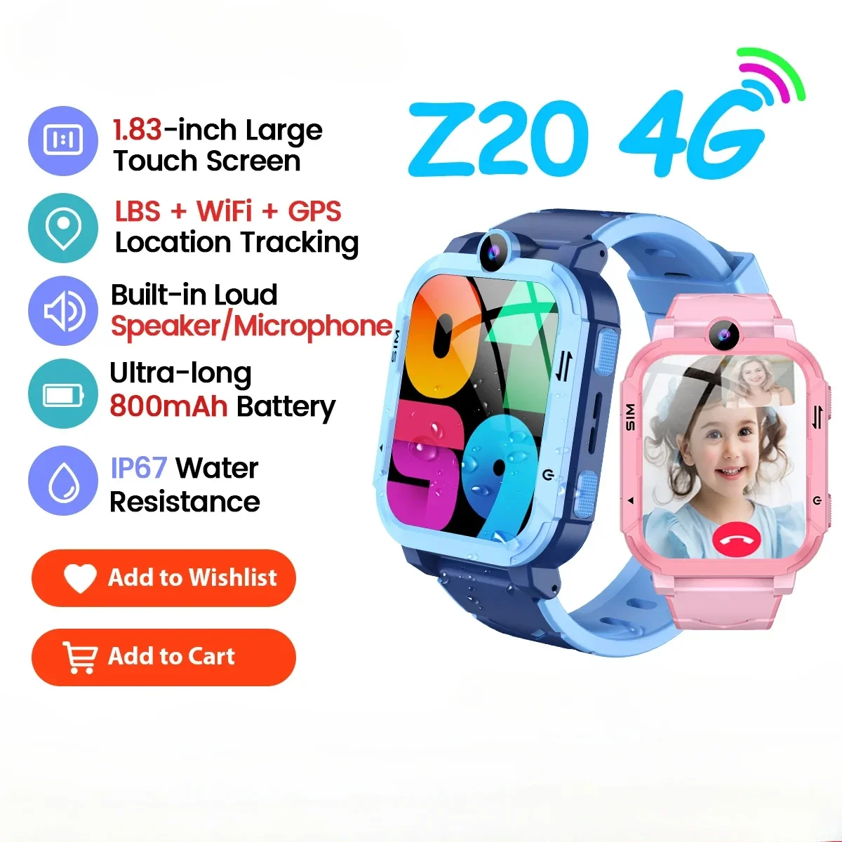 

World Premiere 4G Children Smartwatch GPS+WIFI+LBS Positioning Video Call Message Receiving Monitor Tracker Waterproof Kid Watch