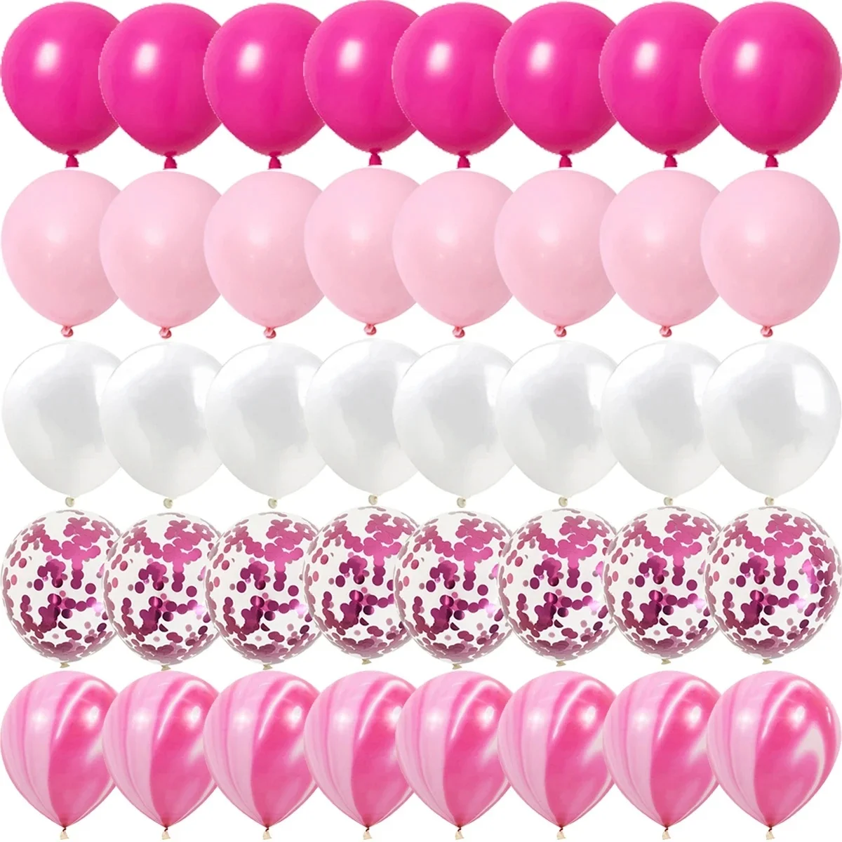 Rosa-weiße metallisch rosarote Folienballons für Geburtstag, Hochzeit, Muttertag, Verlobung, Partydekorationen