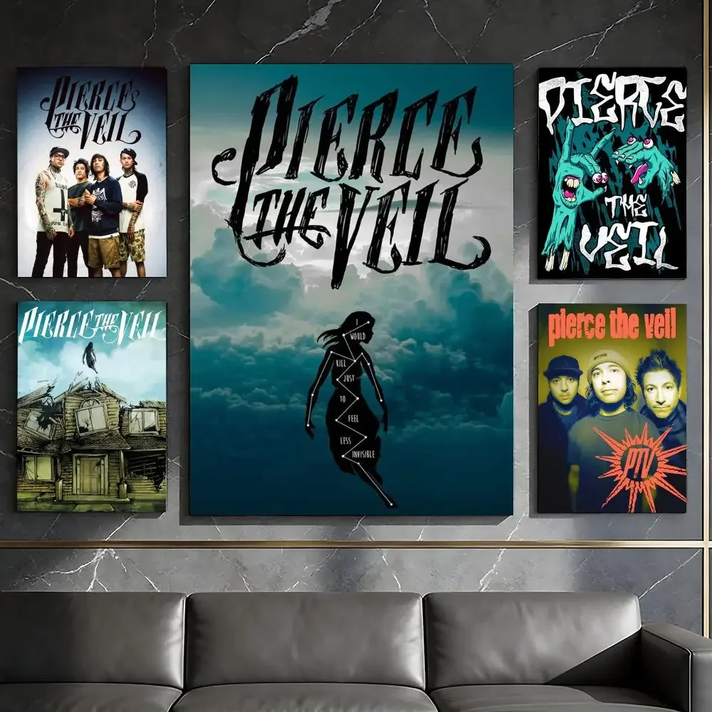 Punk Band P-Pierce The Veil Poster Waterproof Peel & Stick Wall Sticker Self Adhesive Art Decor For Living Room Bedroom