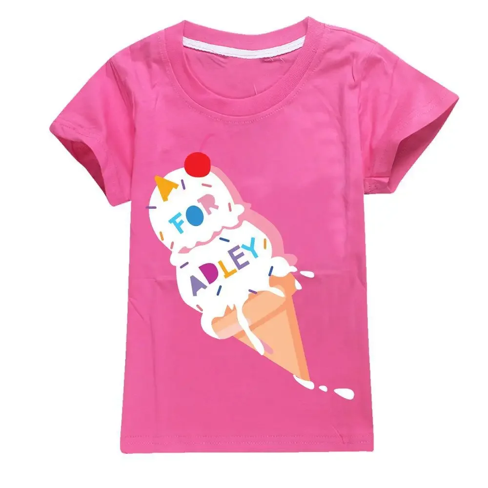 A FOR ADLEY Costumes for Baby Girls Short Sleeve T-shirt Toddler Boys 2024 Summer Short Sleeve Tops Children's Cartoon Clothing