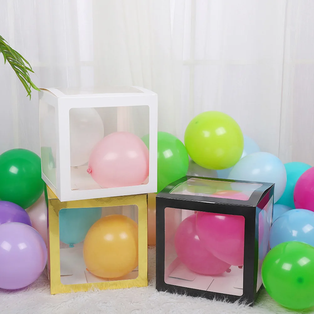

4 Pcs Balloon Gift Box Decorations Birthday Party Wedding Favors Transparent Pvc Boxes Stacking Storage Diy Accessories Scene