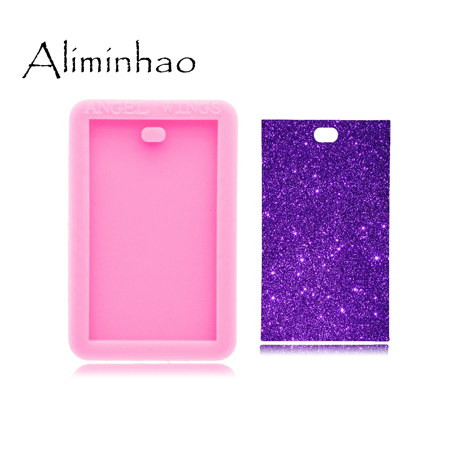 DY0575 Shiny Hologram Rectangle Keychain Mould Silicone Epoxy Resin Mold Necklace Jewellery DIY Making Pendant Casting - Image 4