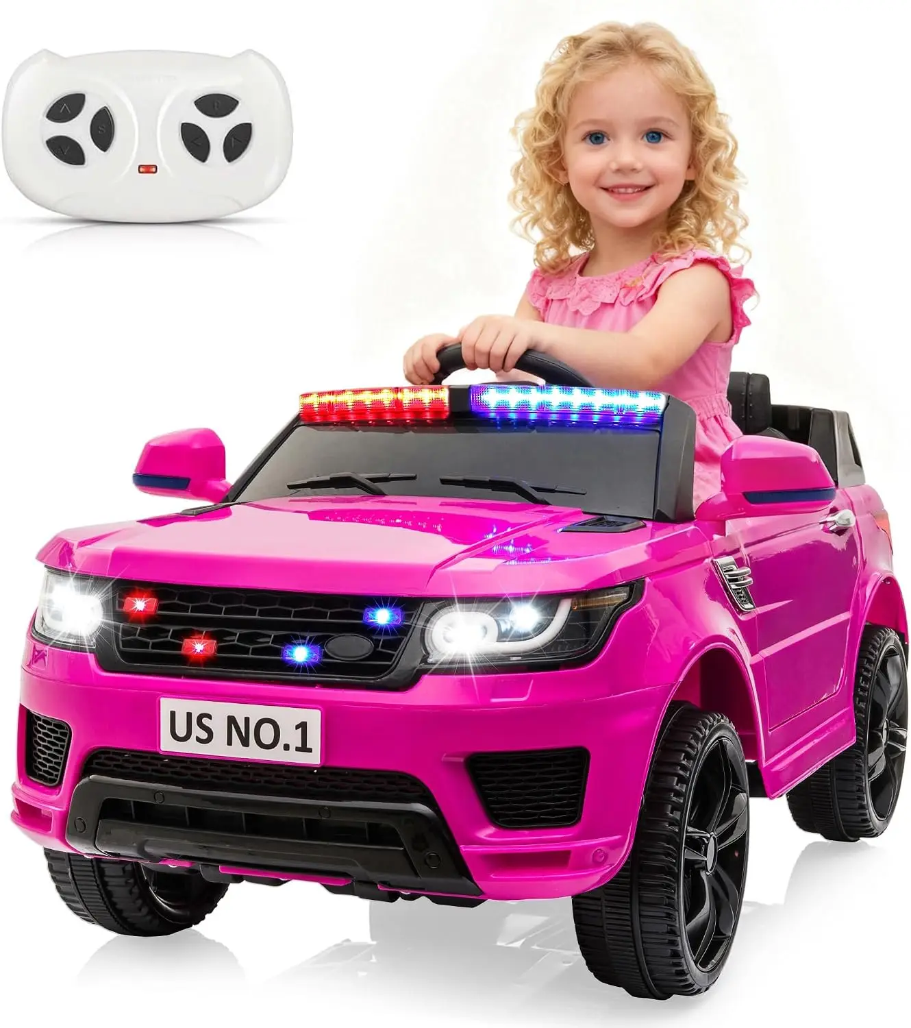Kids 12V Ride On Car Remote Control Bluetooth Toddler Electric Vehicle Battery Powered Three Speeds Flashing Lights Music Horn P