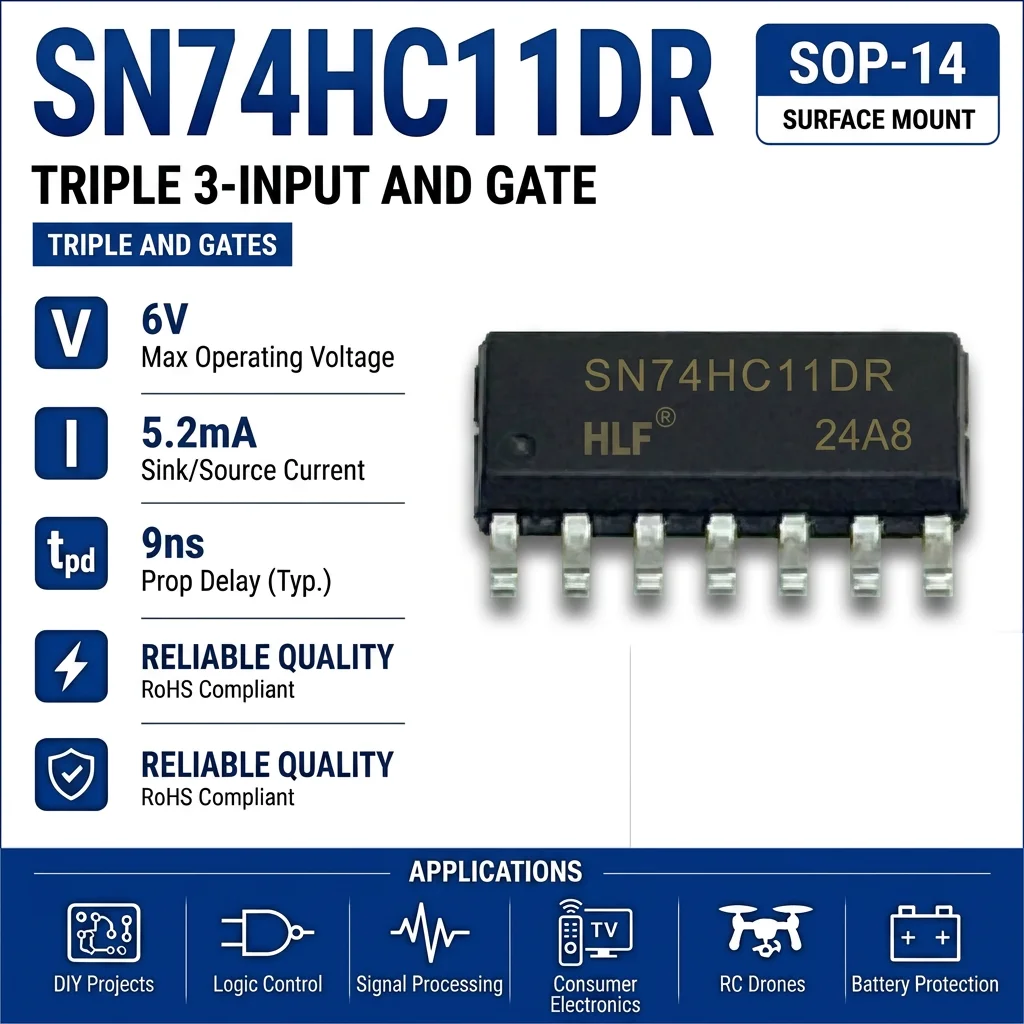 (10 pcs) SN74HC11N DIP-14/SN74HC11DR SOP-14 74HC11 Triple 3-Input AND Gate 2V-6V