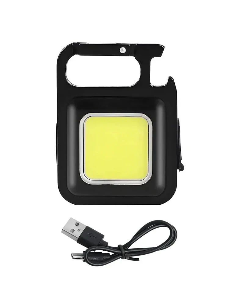 Mini lampe de poche LED COB Super brillante, porte-clés, lampe de poche d'urgence pour Camping en plein air avec tire-bouchon magnétique arrière
