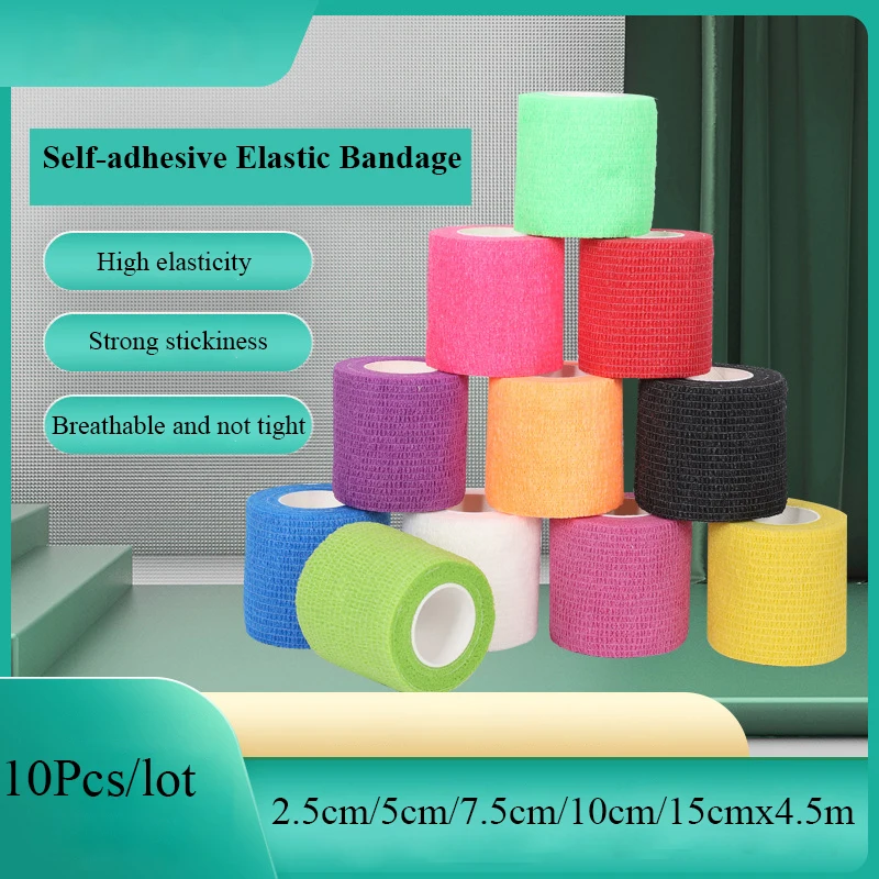 10Pc 2.5/5/7.5/10x450cm Non-woven Sport Elastoplast Self Adhesive Elastic Bandage Emergency Athletic Wrap Muscle Knee Elbow Tape