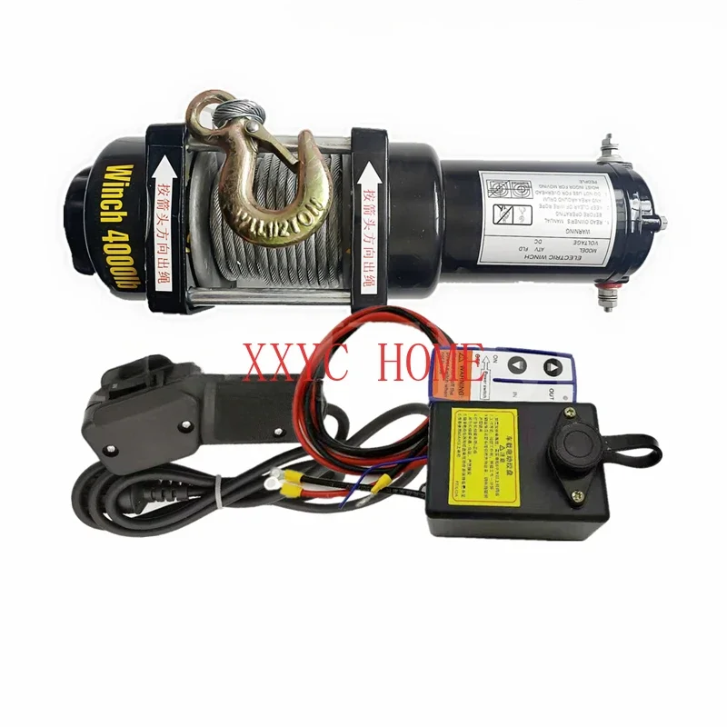 2000 lbs electric winch 12v electric hoist car winch 24V winch motor 1100W wireless switch