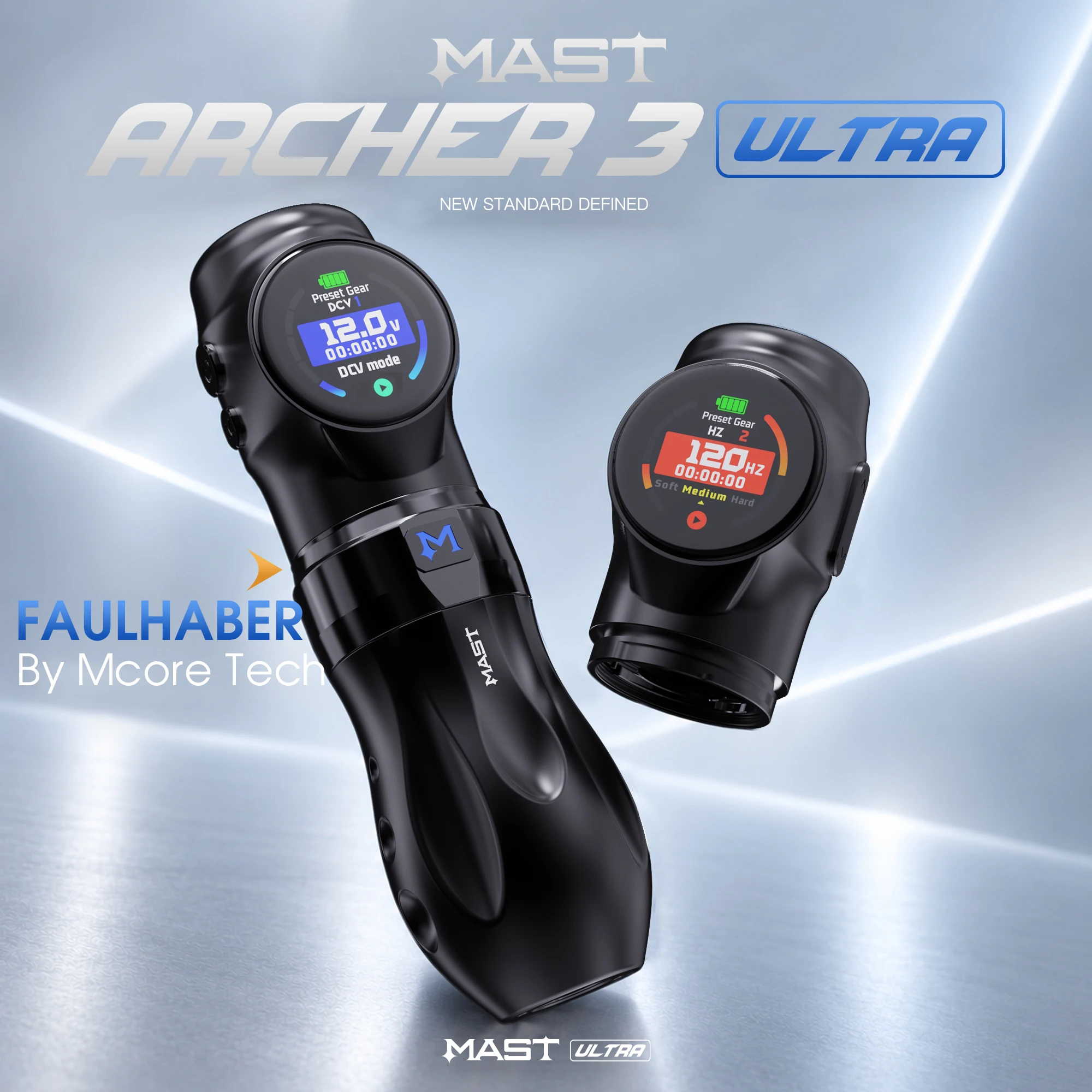 MAST Tattoo Archer 3 ULTRA Wireless Tattoo Machine Faulhaber Brushless Motor Dual HZ DCV Modes for Lining Shading Color Packing