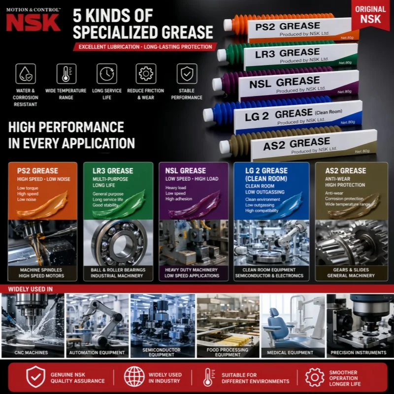 NSK Grease PS2 LR3 NSL LG2 AS2 Bearing Lubricant High Speed Low Noise Anti Wear Clean Room Industrial Grease