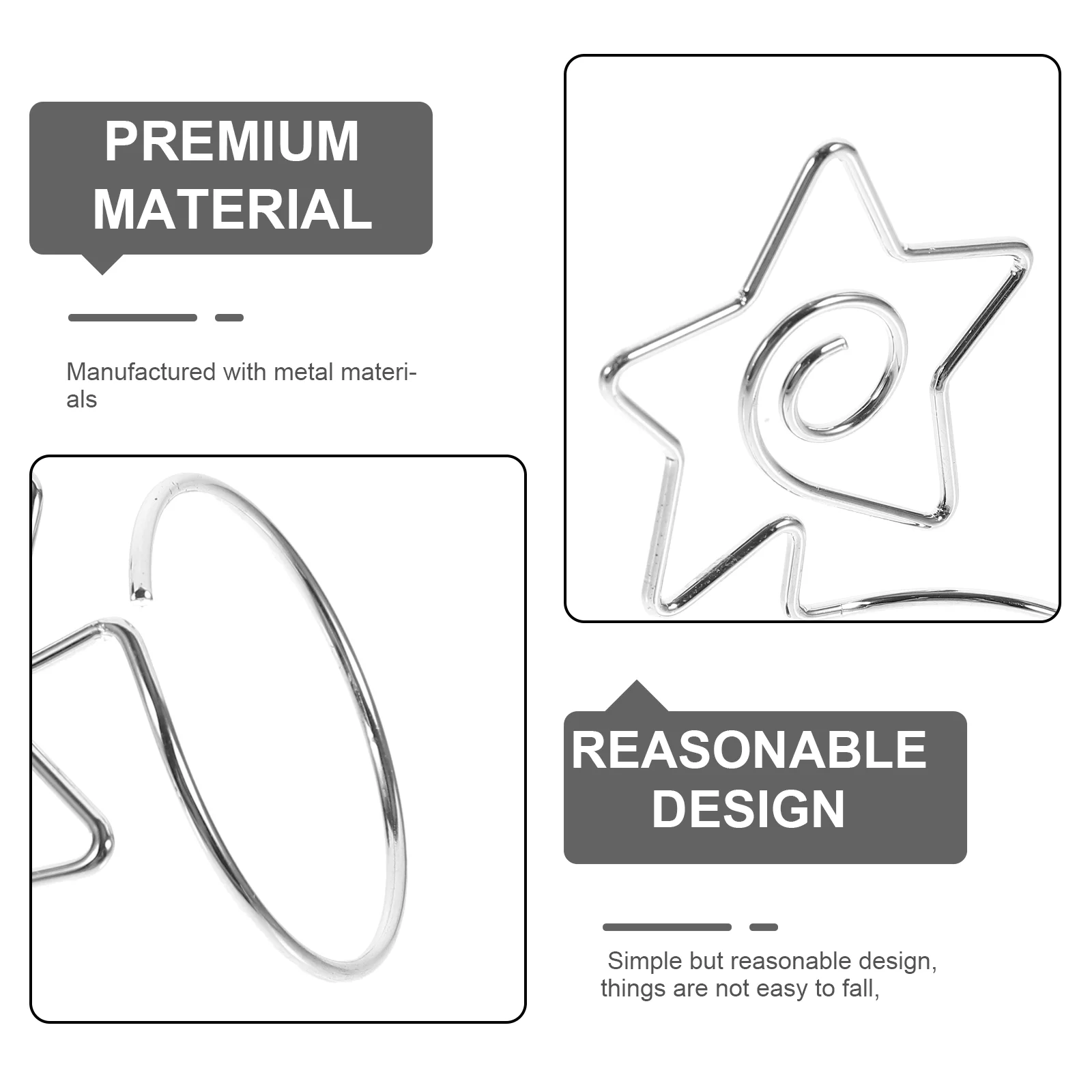 6 Pcs Picture Shelf Photo Pentagram Note Holder Table Sign Holders Folder Frame Card Silver Stand Number Place