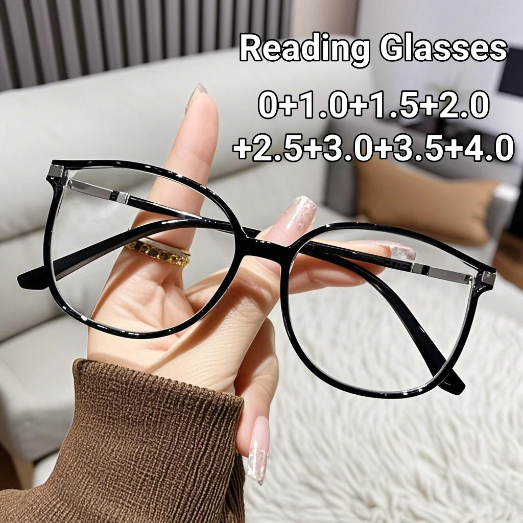 

Large Frame Presbyopia Glasses Transparent Lenses Anti-blue Light Flat Glasses Middle-aged and Elderly Reading Glasses