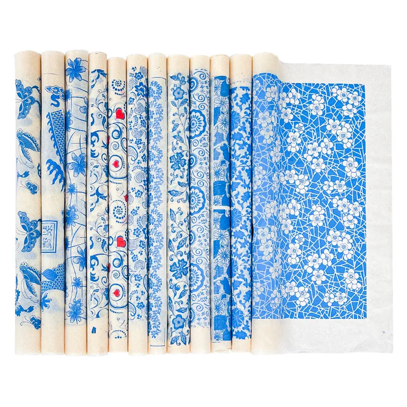 Pottery Clay Art Transfer Paper Ceramic Underglaze Colored Flower Paper Jingdezhen Blue and White Porcelain Decals Sticker