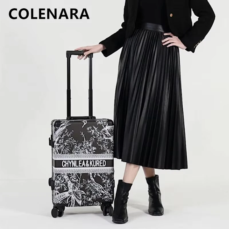 COLENARA High Quality Suitcase PVC Boarding Box Women's Trolley Case Men's Password Box 20