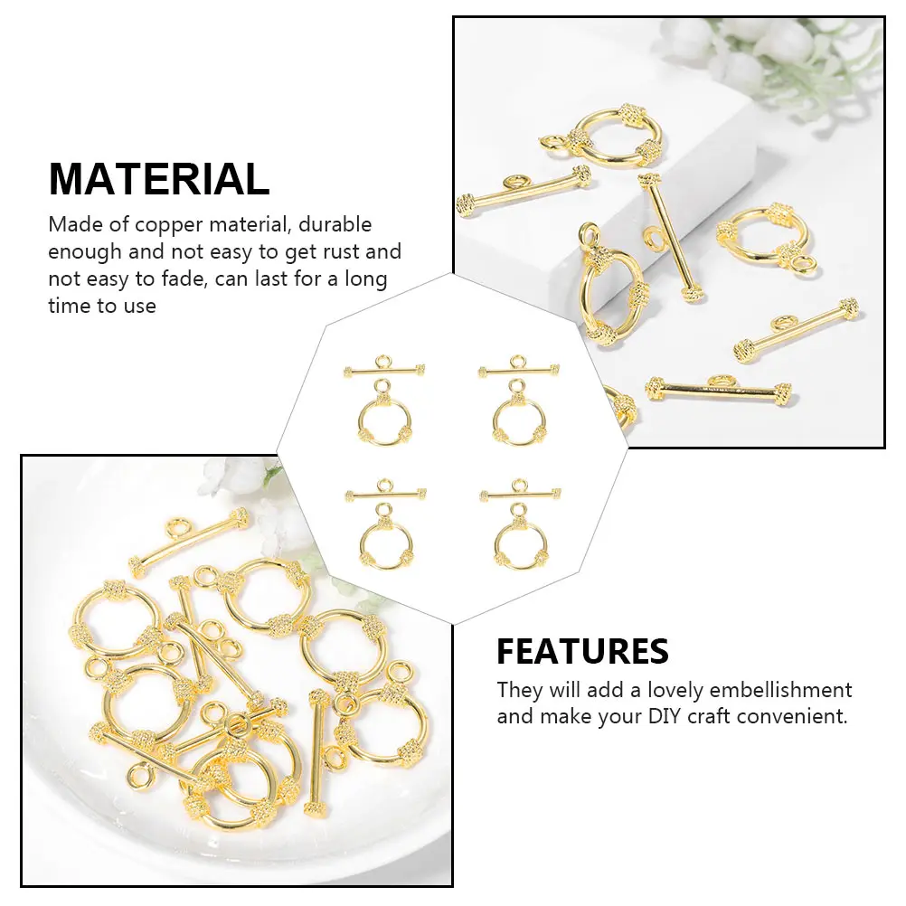 

4Sets Copper Gold Plated Ot Clasp Jewelry Buckles for DIY Necklace Bracelet Making Supplies Durable T-Bar Closure Connectors