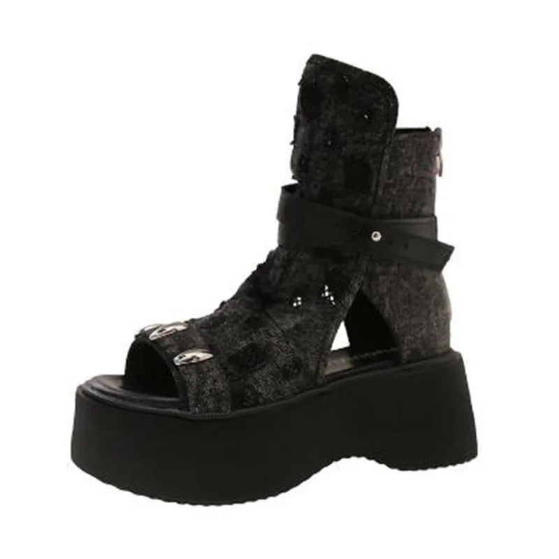 كعوب عالية على الموضة المرأة الصنادل منصة أحذية مصممين النساء 2025 الاتجاه الجديد الصيف سحابات مضخات فستان Sandalias De Mujer