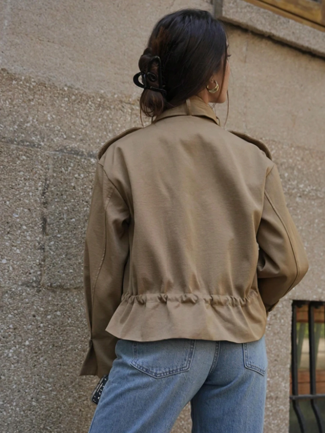 New Women's High-Necked, Single-Breasted, Zippered Short Workwear Jacket, Suitable for Daily Wear