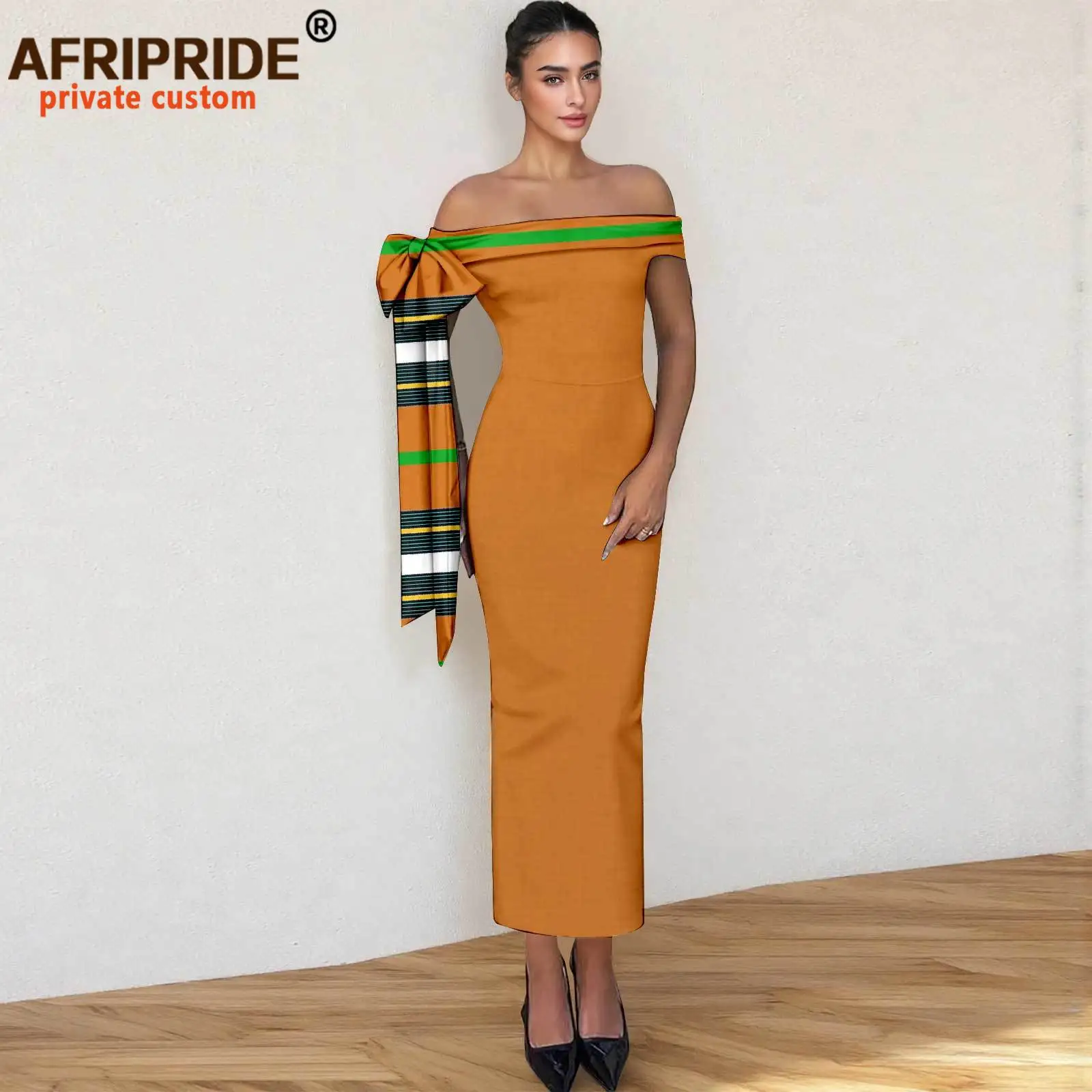 

Women`s Dress African Clothes Off Shoulder High Waist Slim Fit Print Elegant Midi Dress Women's Casual Party Dresses 2625009