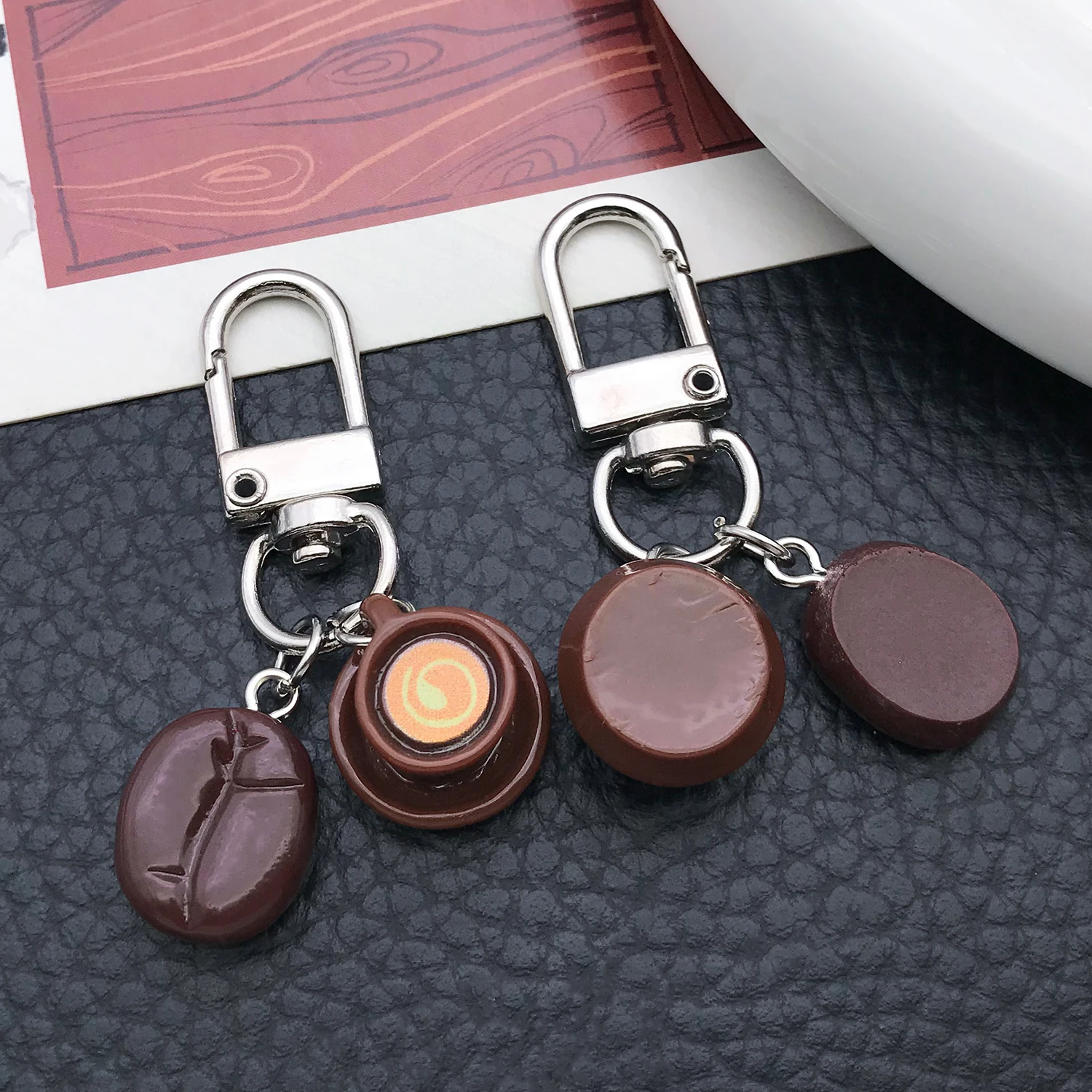 Coffee Themed Resin Keychains, Bag Accessories