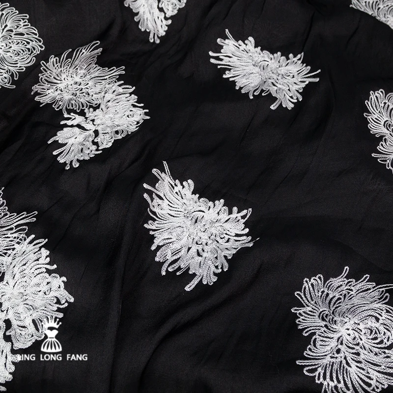 

Новая китайская вышитая дышащая ткань для весенне-летнего платья, верхний комплект, дизайнерская модная одежда, шитье своими руками на метр, ткань