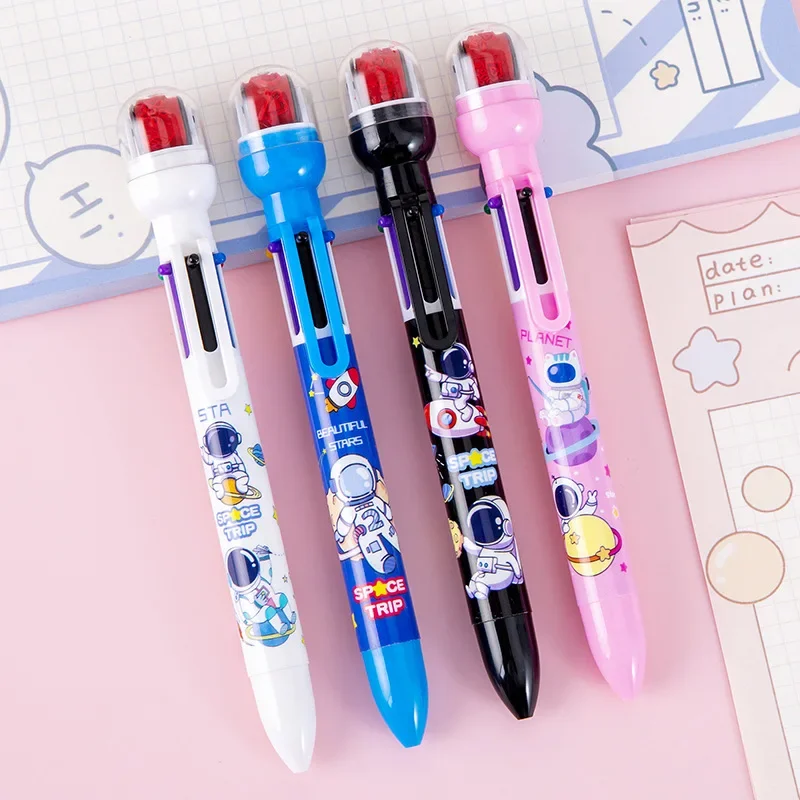 6 In 1 penna a sfera colorata Kawaii Roll con timbro penna a sfera multicolore marcatura strumento di scrittura forniture di cancelleria per ufficio