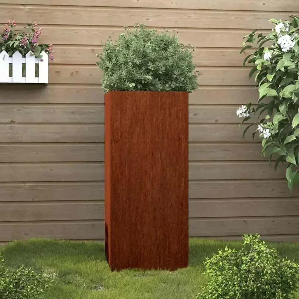 Sturdy Weather-Resistant Corten Steel Planter - Rustic Raised Garden Bed, Ideal for Outdoor Decoration, Easy Assembly, 12.6x10.8