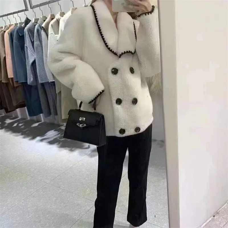 24 year autumn and winter new style socialite real lamb fur integrated sheep shearing particles slimming fur coat